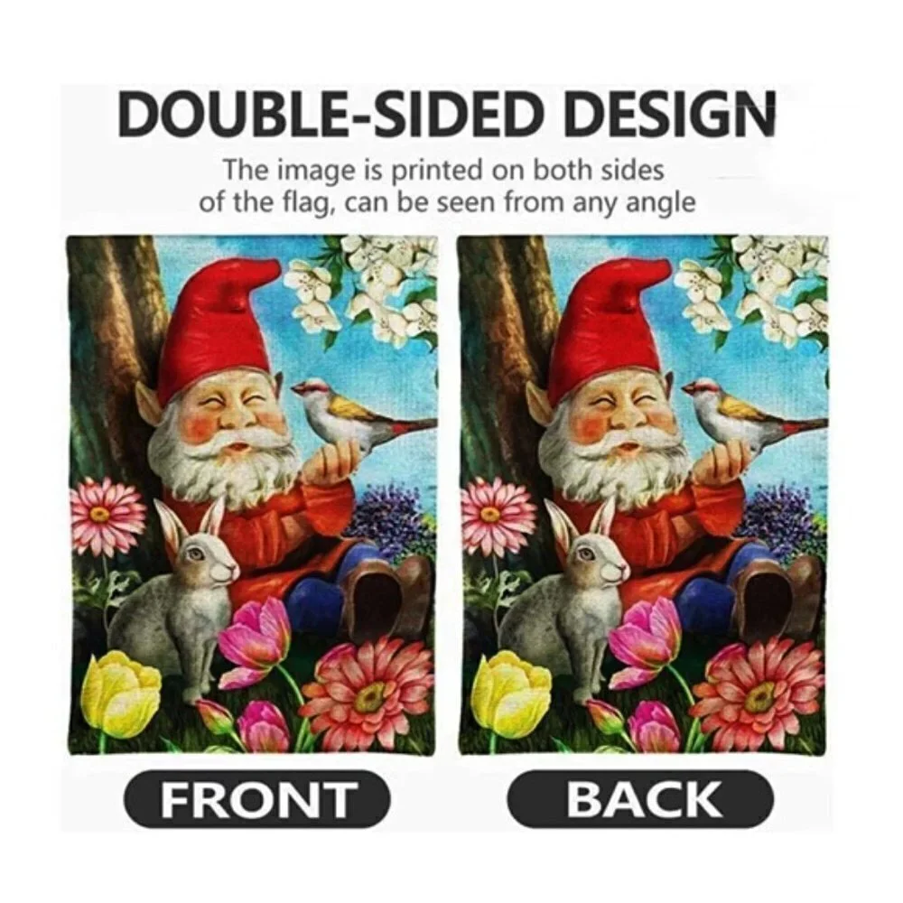 Garden Gnome Flag Garden Yard Flag All Weather Floral 12.5 x 18 inch Multicolor